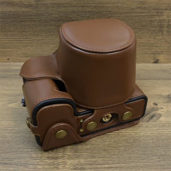 For FUJIFILM X-S20 Full Body Leather Camera Case Bag with Strap(Coffee)