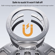 For iPhone 16 Pro Aluminum Alloy Borderless MagSafe Rotating Holder Phone Case(Grey)