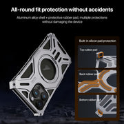 For iPhone 16 Pro Max Aluminum Alloy Borderless MagSafe Rotating Holder Phone Case(Grey)