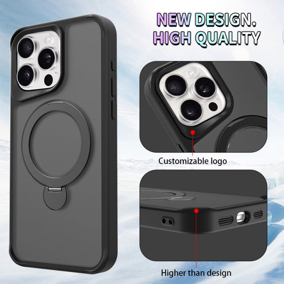For iPhone 16 Pro Max Invisible Fulcrum Holder MagSafe Phone Case(Black)