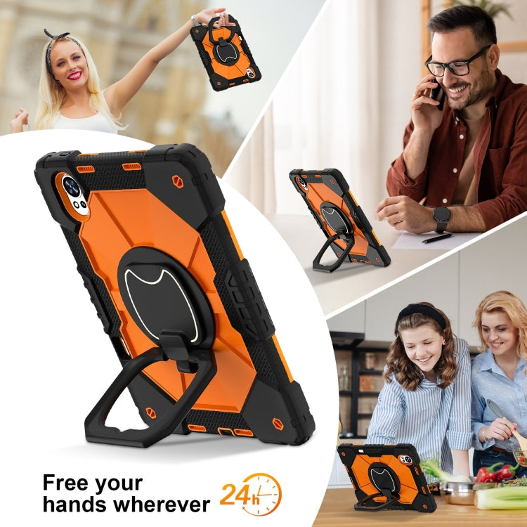 For Huawei MatePad Air 12 2024 Contrast Color Robot Silicone Hybrid PC Tablet Case(Black Orange)