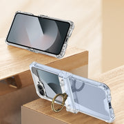 For Samsung Galaxy Z Flip6 GKK Clear Airbag Hinge Full Coverage Phone Case with Ring / Metal Chain(Silver)