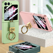 For Samsung Galaxy Z Flip6 GKK Integrated Ultra-thin Phone Case with Z Ring Holder(Light Green)