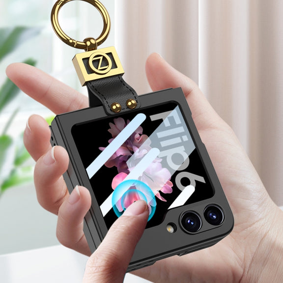 For Samsung Galaxy Z Flip6 GKK Integrated Ultra-thin Phone Case with Z Ring Holder(Light Green)