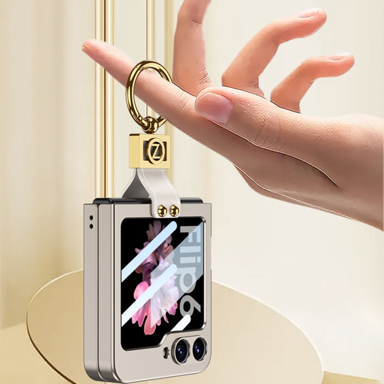 For Samsung Galaxy Z Flip6 GKK Integrated Ultra-thin Phone Case with Z Ring Holder(Light Green)