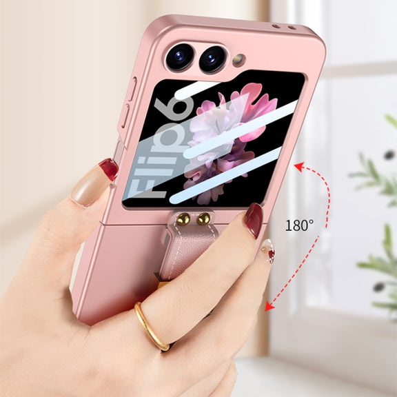 For Samsung Galaxy Z Flip6 GKK Integrated Ultra-thin Phone Case with Z Ring Holder(Light Green)