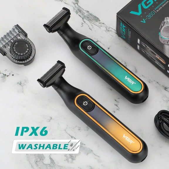 VGR V-360 5W USB Digital Display Electric T-shaped Shaver(Yellow)