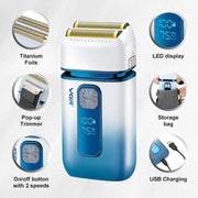 VGR V-362 5W USB Reciprocating Electric Shaver Bald Head Hair Clipper(Sky Blue)