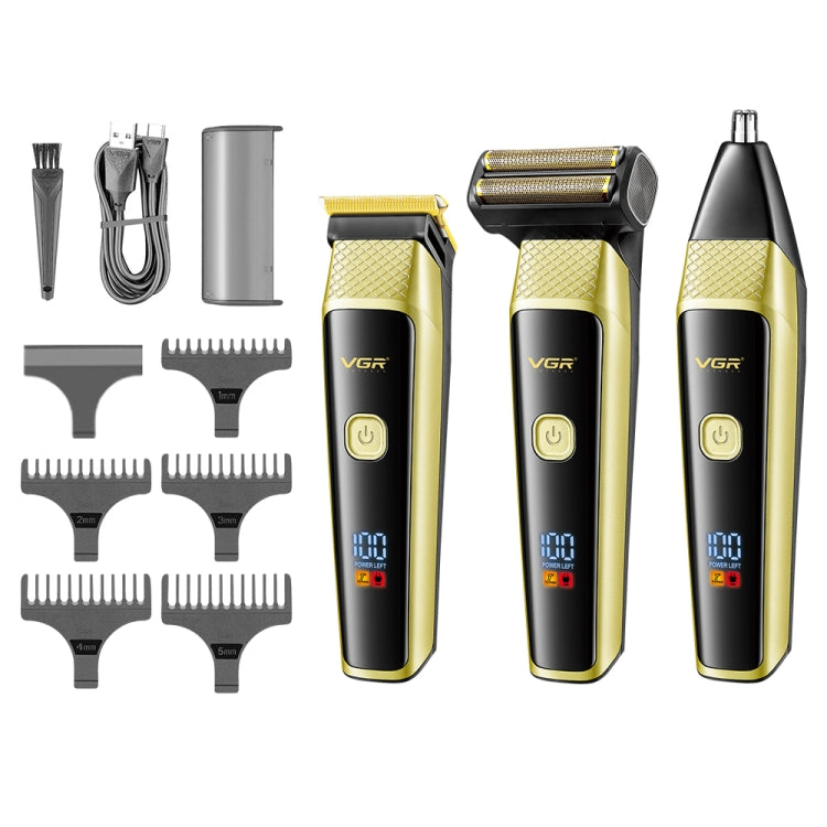 VGR V-366 5W USB 3 in 1 Nose Hair Care LCD Digital Display Electric Shaver(Yellow)