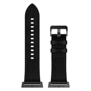 For Apple Watch Ultra 2 49mm Wilderness Top-grain Leather Watch Band(Black Connector Black)