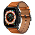 For Apple Watch Ultra 2 49mm Wilderness Top-grain Leather Watch Band(Black Connector Brown) - Watch Bands by PMC TechLife | Online Shopping South Africa | PMC TechLife | Buy Now Pay Later Mobicred