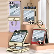 For Samsung Galaxy Z Flip6 GKK Integrated Electroplated Crocodile Texture Leather Phone Case with Ring(Python Texture)