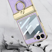For Samsung Galaxy Z Flip6 GKK Integrated Electroplated Crocodile Texture Leather Phone Case with Ring(Python Texture)