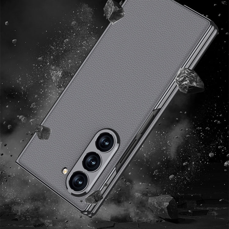 For Samsung Galaxy Z Fold6 GKK Integrated Plating Leather Full Coverage Phone Case(Titanium Grey)