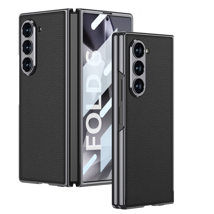 For Samsung Galaxy Z Fold6 GKK Integrated Plating Leather Full Coverage Phone Case(Black)