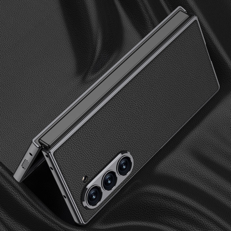 For Samsung Galaxy Z Fold6 GKK Integrated Plating Leather Full Coverage Phone Case(Black)
