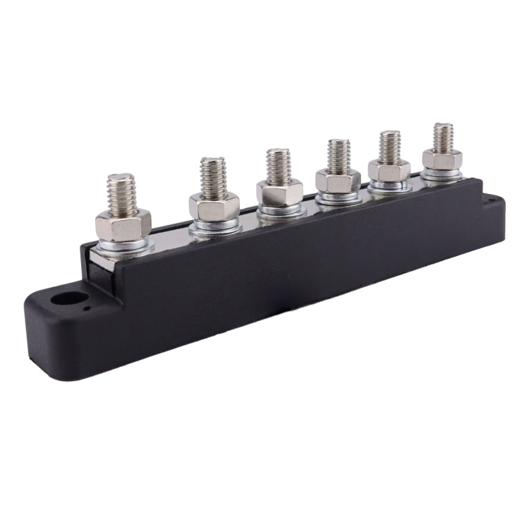 Pair 6 Way 48V 150A M6 Power Distribution Block Terminal Studs(Black + Red)