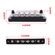Pair 6 Way 48V 150A M6 Power Distribution Block Terminal Studs(Black + Red)