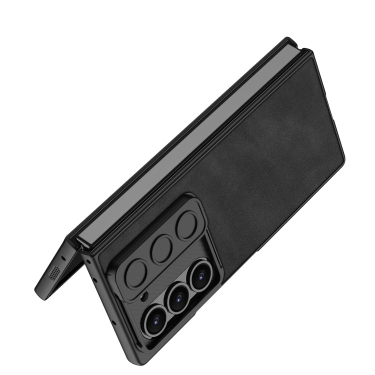 For Samsung Galaxy Z Fold6 GKK Integrated Ultra-thin Sliding Window Frosted Leather Phone Case(Brown)