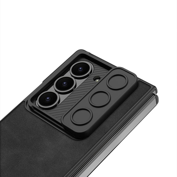 For Samsung Galaxy Z Fold6 GKK Integrated Ultra-thin Sliding Window Frosted Leather Phone Case(Brown)