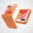 For Motorola Razr 50 Ultra Integrated Fold Hinge Grid Texture Phone Case(Orange) - Motorola Cases by PMC TechLife | Online Shopping South Africa | PMC TechLife | Buy Now Pay Later Mobicred