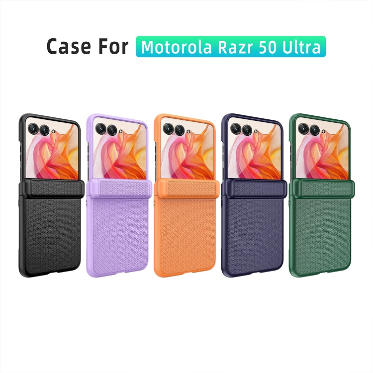 For Motorola Razr 50 Ultra Integrated Fold Hinge Grid Texture Phone Case(Orange)