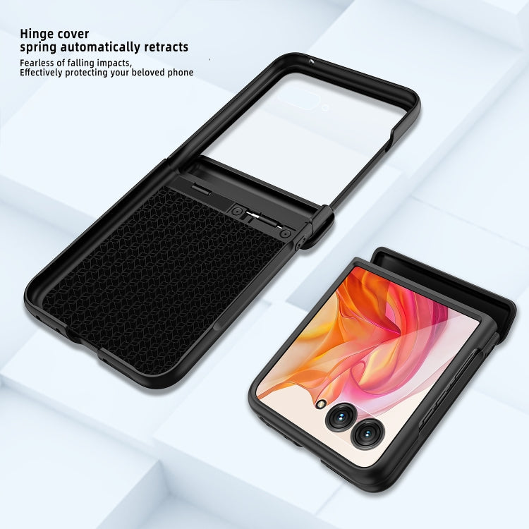 For Motorola Razr 50 Ultra Integrated Fold Hinge Grid Texture Phone Case(Orange)