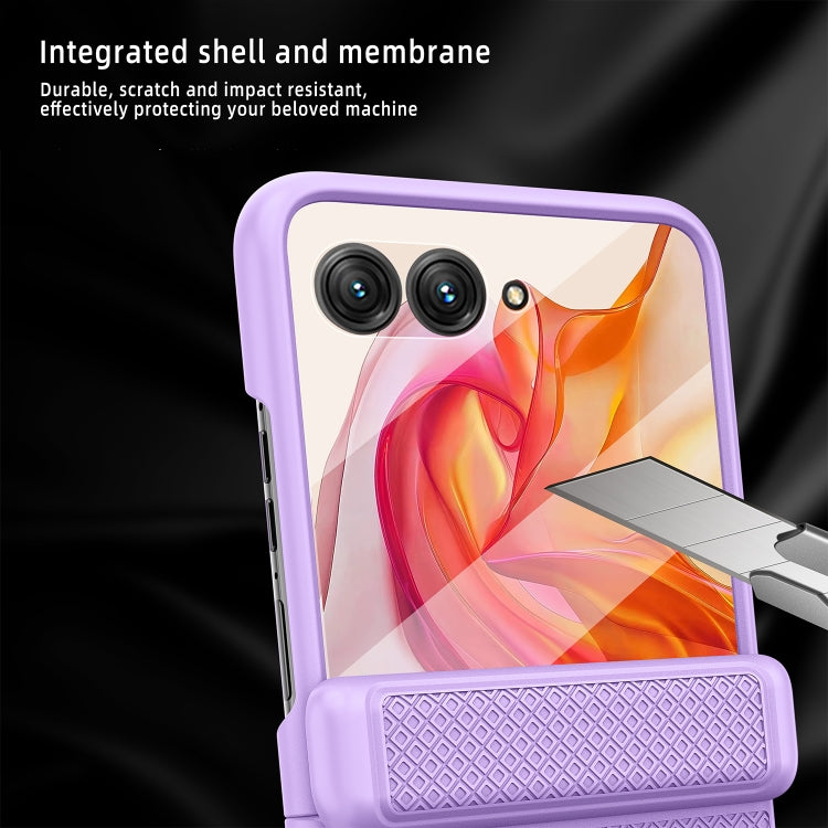 For Motorola Razr 50 Ultra Integrated Fold Hinge Grid Texture Phone Case(Orange)