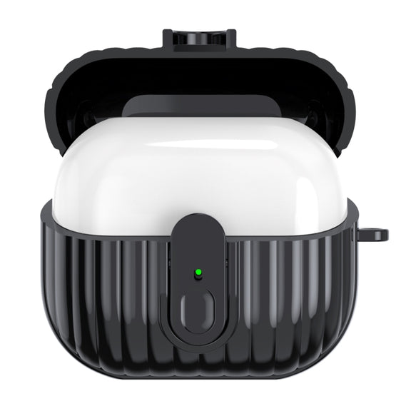 For Samsung Galaxy Buds3 Shell Look Earbuds Box Protective Case with Security Lock(Black)