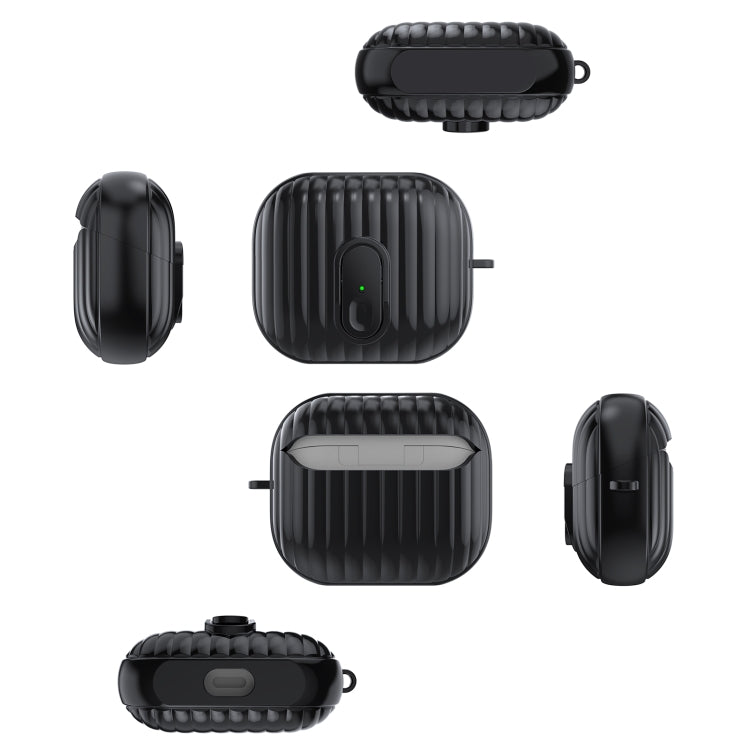 For Samsung Galaxy Buds3 Shell Look Earbuds Box Protective Case with Security Lock(Transparent Black)