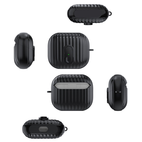 For Samsung Galaxy Buds3 Shell Look Earbuds Box Protective Case with Security Lock(Transparent Black)