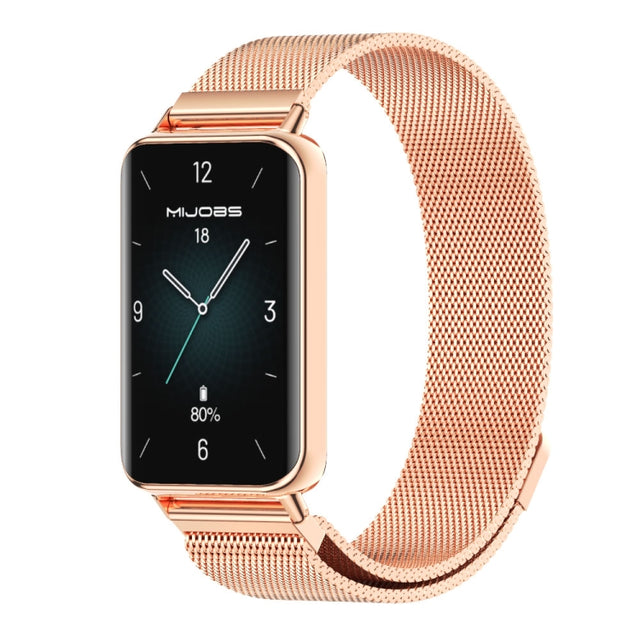 For Honor Band 10 / 9 MIJOBS Milan Magnetic Stainless Steel Watch Band(Rose Gold)