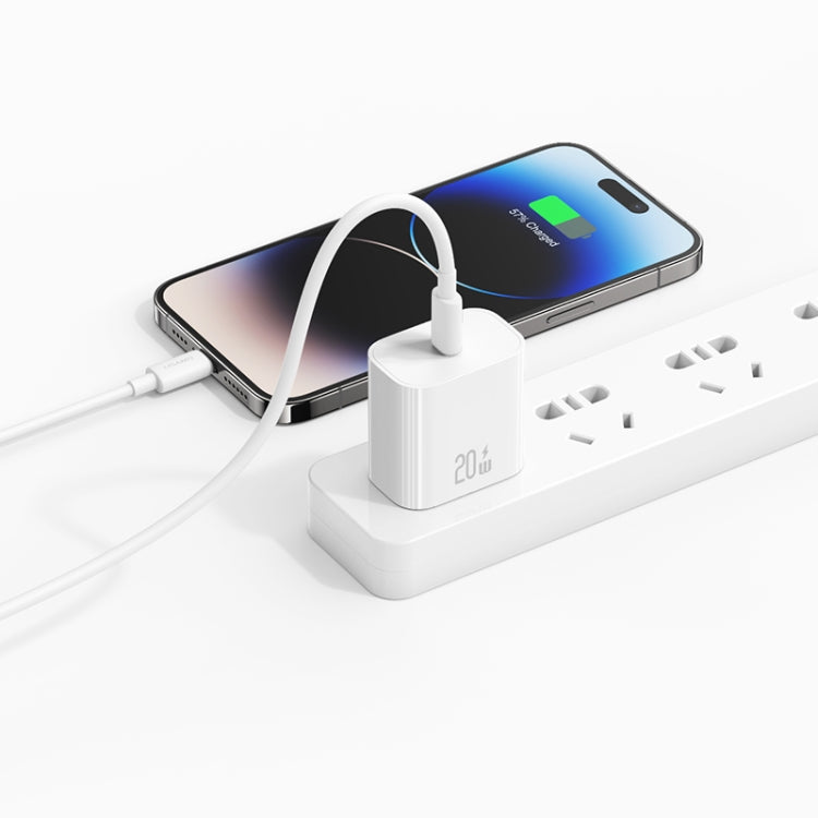 USAMS CC228 20W Fast Charging Charger Set, USB-C / Type-C to 8 Pin(US Plug)