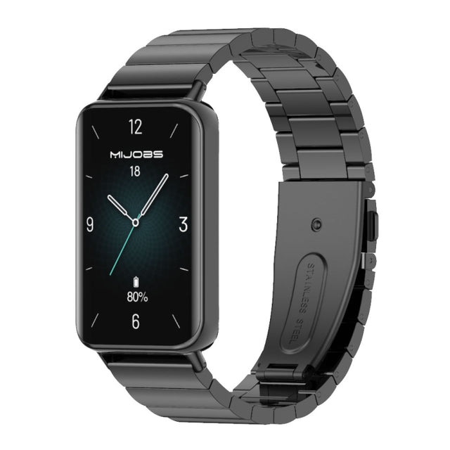 For Honor Band 10 / 9 MIJOBS Bamboo Stainless Steel Watch Band(Black)