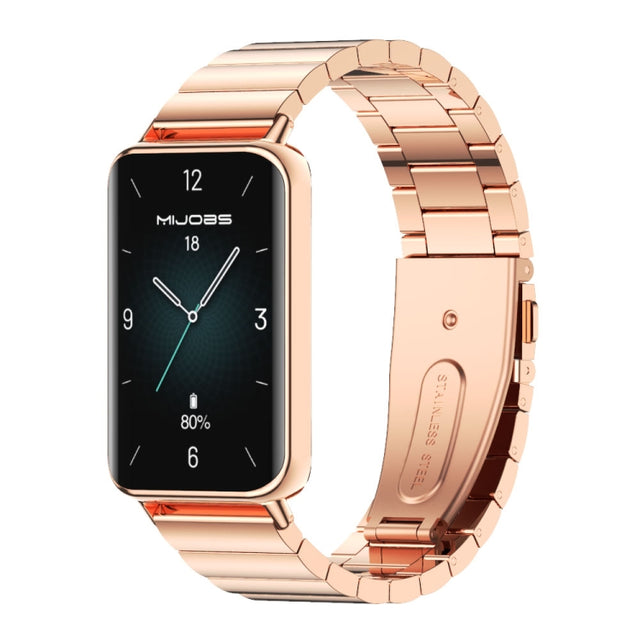 For Honor Band 10 / 9 MIJOBS Bamboo Stainless Steel Watch Band(Rose Gold)