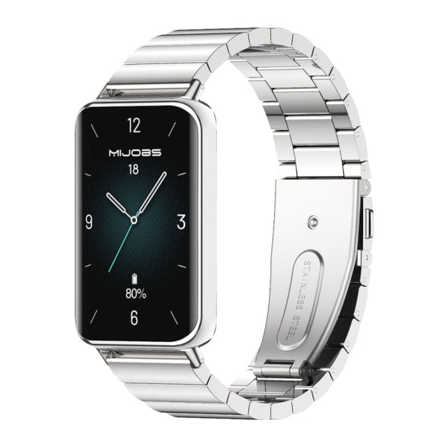 For Honor Band 9 MIJOBS Bamboo Stainless Steel Watch Band(Silver)
