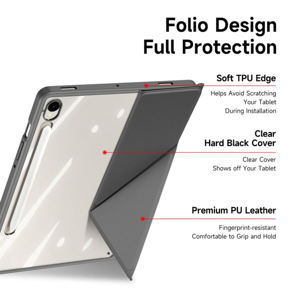 For Samsung Galaxy Tab S9 / S9 FE DUX DUCIS Magi Series Smart Leather Tablet Case(Grey)