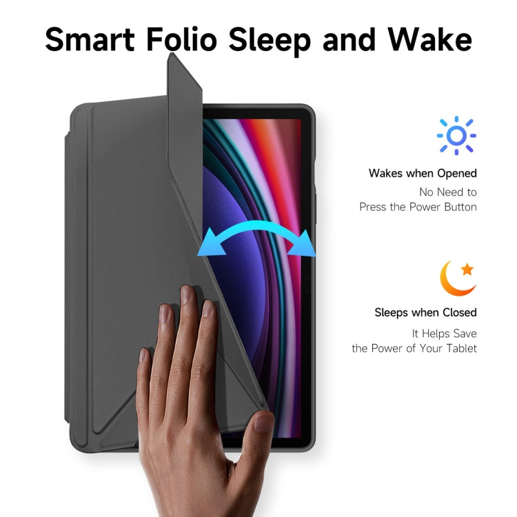 For Samsung Galaxy Tab S9 / S9 FE DUX DUCIS Magi Series Smart Leather Tablet Case(Grey)