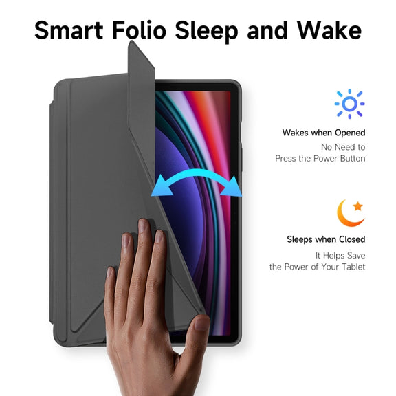 For Samsung Galaxy Tab S9 / S9 FE DUX DUCIS Magi Series Smart Leather Tablet Case(Grey)