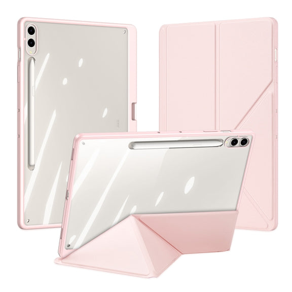 For Samsung Galaxy Tab S9+ / S9 FE+ DUX DUCIS Magi Series Smart Leather Tablet Case(Pink)