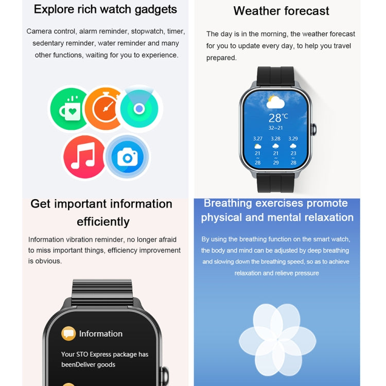 D8 Pro 2.01 inch 2 in 1 Bluetooth Earphone Silicone Strap Smart Watch, Support NFC with Cover(Space Grey)