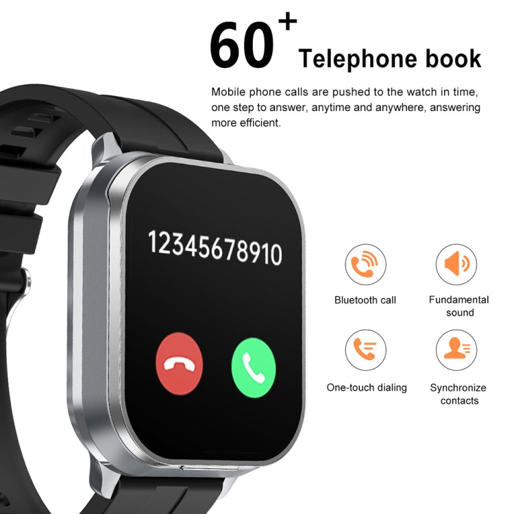 D8 Pro 2.01 inch 2 in 1 Bluetooth Earphone Steel Strap Smart Watch, Support NFC with Cover(Space Grey)