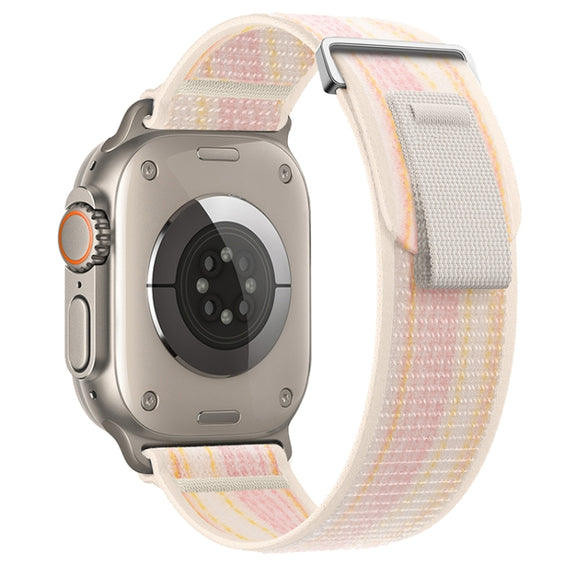 For Apple Watch Ultra 2 49mm Dual-Section Loop Nylon Watch Band(Starlight Pink)