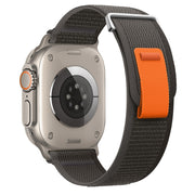 For Apple Watch Ultra 49mm Dual-Section Loop Nylon Watch Band(Black Grey)
