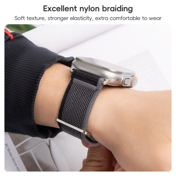 For Apple Watch Ultra 2 49mm Dual-Section Loop Nylon Watch Band(Black Blue)