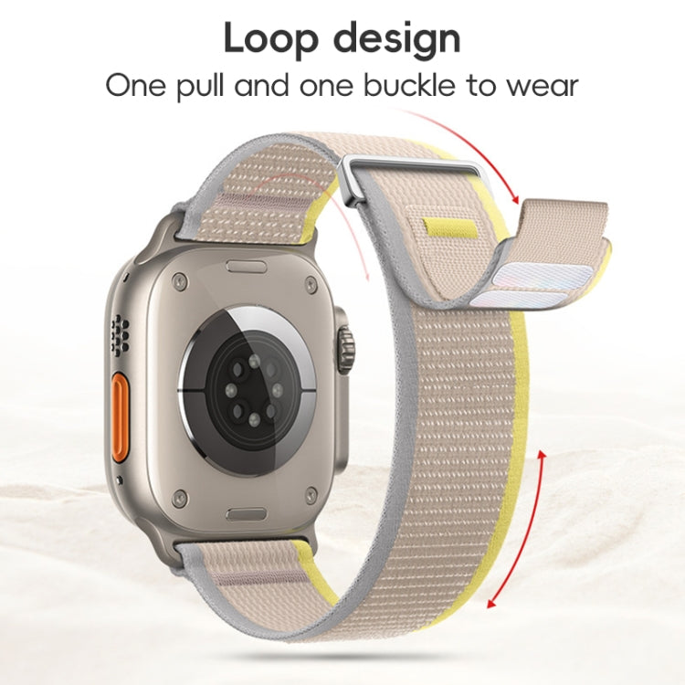 For Apple Watch Ultra 49mm Dual-Section Loop Nylon Watch Band(Starlight Pink)