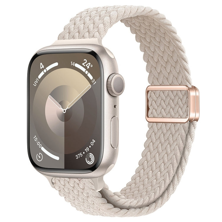 For Apple Watch SE 2022 40mm Slim Magnetic Buckle Nylon Braided Watch Band(Starlight)