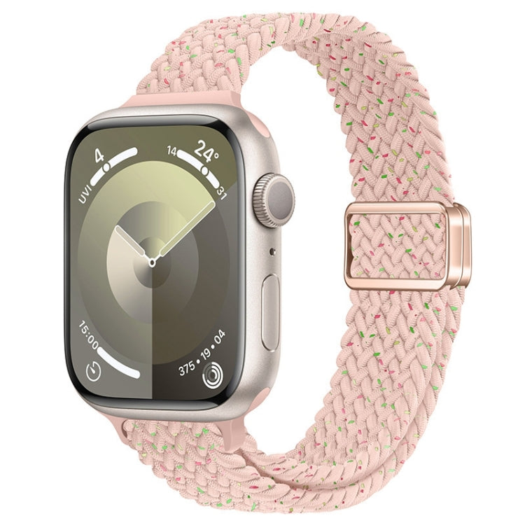 For Apple Watch SE 40mm Slim Magnetic Buckle Nylon Braided Watch Band(Starlight Pink)