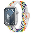 For Apple Watch SE 44mm Slim Magnetic Buckle Nylon Braided Watch Band(Z Pattern White Rainbow) - free shipping - PMc TechLife - Order now!