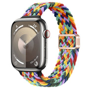 For Apple Watch Series 5 40mm Slim Magnetic Buckle Nylon Braided Watch Band(W Pattern Colorful)